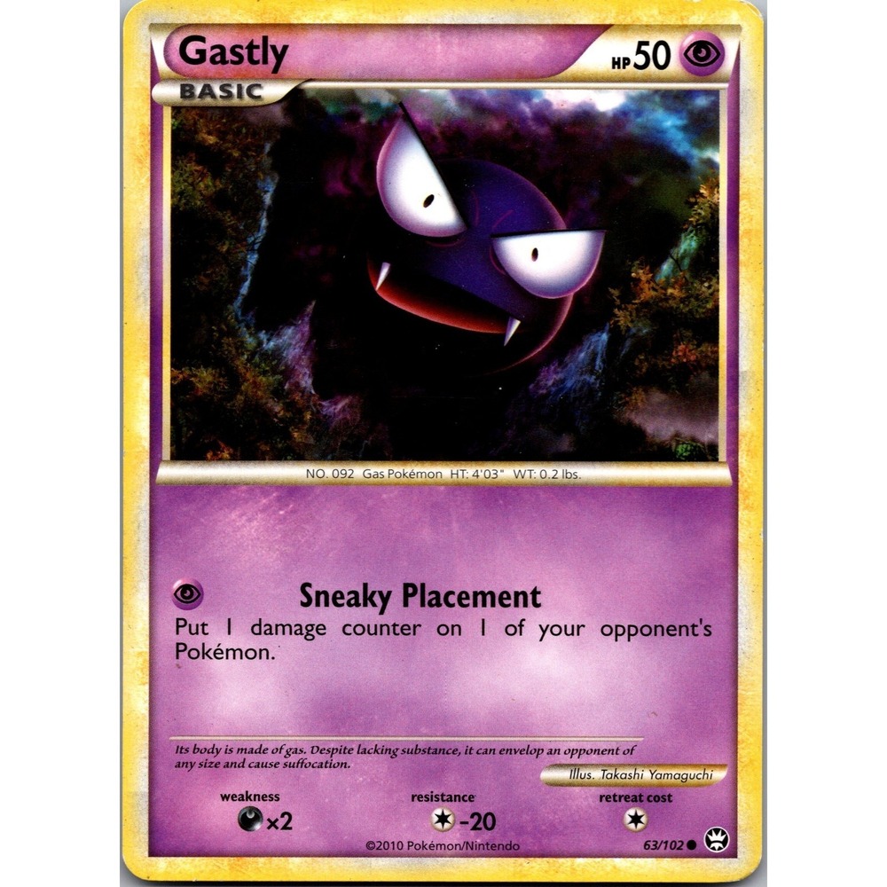 Pokemon Gastly 63/102 Triumphant Common Psychic Card LP Takashi Yamaguchi